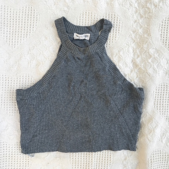 Cotton candy grey knit crop top - Picture 1 of 3